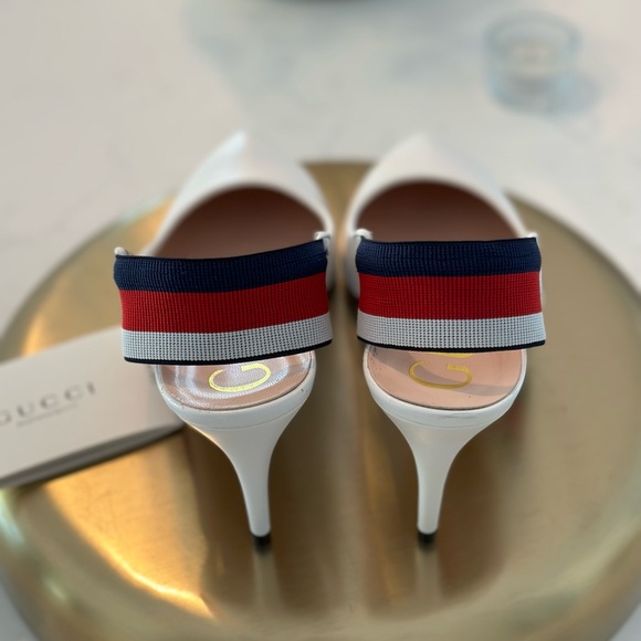 Gucci x Sylvie Web White Leather Heel - Picture 5 of 7